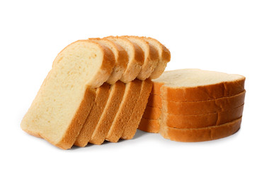 Slices of wheat bread isolated on white