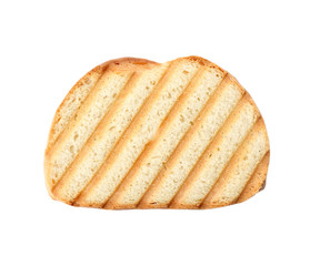 Slice of grilled wheat bread isolated on white, top view