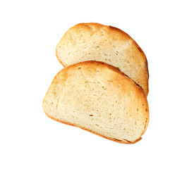 Slices of toasted wheat bread isolated on white, top view