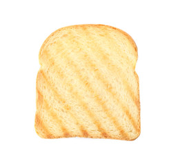 Slice of grilled wheat bread isolated on white, top view