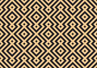Seamless black and gold digital pixel ethnic op art tribal textile pattern vector