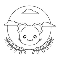 cute little mouse baby with crown leafs