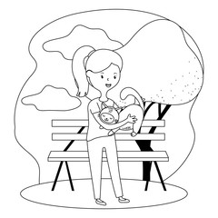 Girl with cat cartoon design