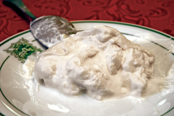 Burrata, typical fresh cheese of Apulia, Italy.