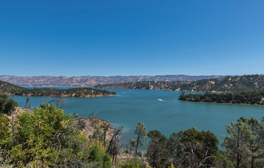 Fototapeta na wymiar Lake Berryessa seen from above off highway 128 in the Napa county mountains