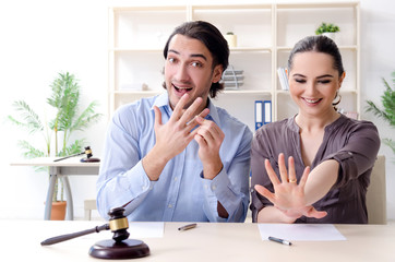 Young family in marriage divorce concept