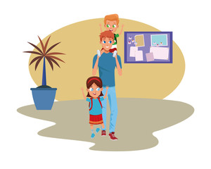 Family single parent with childrens cartoon