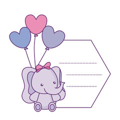 cute little elephant baby with balloons helium in card