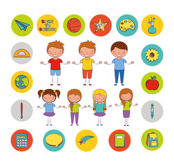 Fototapeta premium bundle of students group and back to school icons