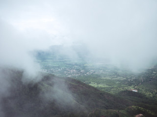 Rural town with clouds and beautiful landscape