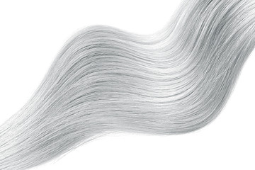 Gray shiny hair as background. Copyspace