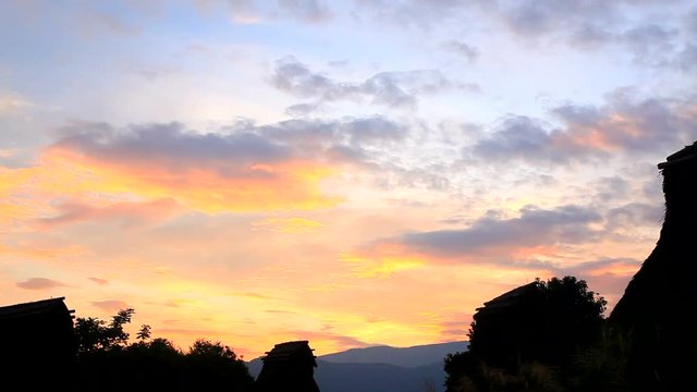 View of village at sunrise
