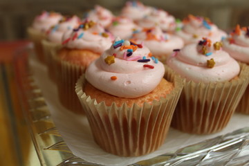 cupcakes with frosting and sprinkles