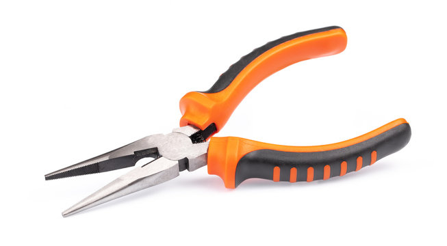 Orange Pliers isolated on white background.