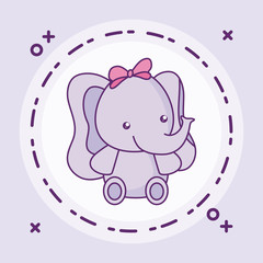 cute little elephant baby in frame circular