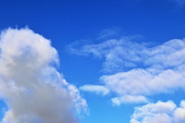 Beautiful white fluffy clouds on a deep blue sky