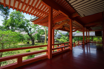 京都　大覚寺の霊明殿から見る日本庭園　