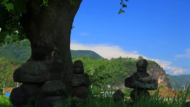Tilt down of Yashiro Gensui grave, Japan