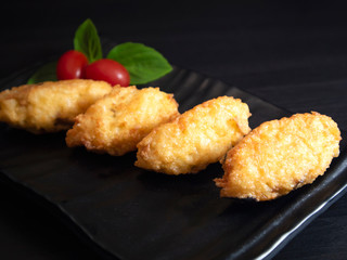 Brazilian food bolinho de arroz. Rice croquet.