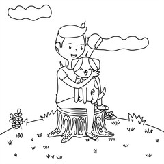 Boy with dog cartoon design
