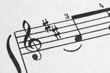 Music Notes on Staves Close-Up