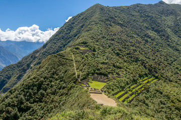 Choquequirao complex of ruins built by the Incas, one of the most remote Inca settlements in the...
