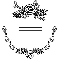 Banner for leaves and rose flower frames blooms. Vector
