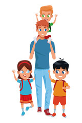 Family single father with kids