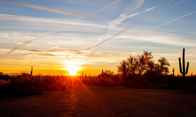 sunset over the desert