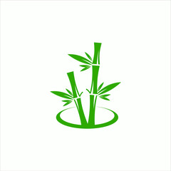 green bamboo logo illustration vector icon template