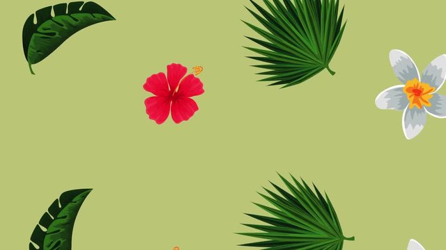 exotic leafs and flowers tropical pattern