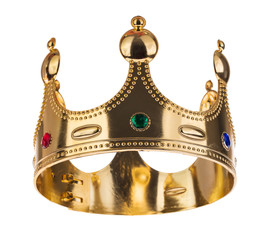 Gold Crown with jewel isolated isolated on white background