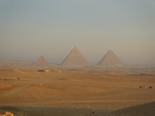 Fototapeta na wymiar The massive Pyramids of Giza (Egypt)