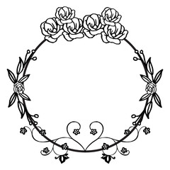 Decorative line art wreath frame for design template. Vector