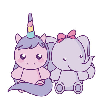 cute little unicorn with elephant baby character