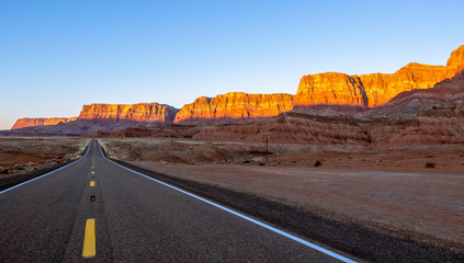 Deserted Highway In the Desert Southwest USA