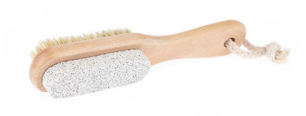 brush with stone scrub foot hygiene tool isolated on white background