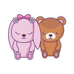 cute little bear with bunny baby character