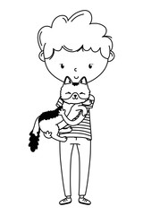 Boy with cat cartoon design