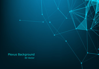 Abstract vector particles and lines. Plexus effect. Futuristic illustration. Polygonal Cyber Structure. Data Connection Concept.