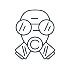 Gas mask. Vector linear icon on white background.