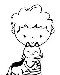 Boy with cat cartoon design