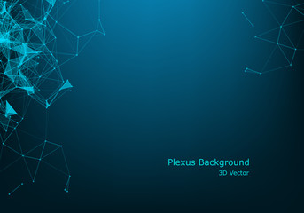 Abstract polygonal space low poly dark background with connecting dots and lines. Connection structure.