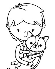 Fototapeta premium Boy with dog cartoon design