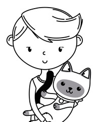 Boy with cat cartoon design