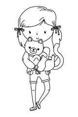 Girl with cat cartoon design