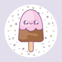 ice cream in stick kawaii style