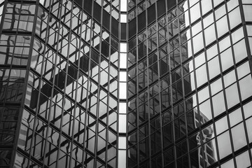 Hong Kong Commercial Building Close Up; Black and White Tone