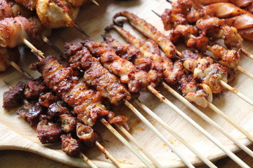 BBQ grill cooked with hot spicy Sichuan pepper sauce Is a Chinese herb that is useful for cooking.