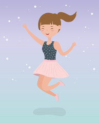 happy young woman celebrating jumping character